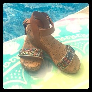 Cork Wedge Sandals SZ 4